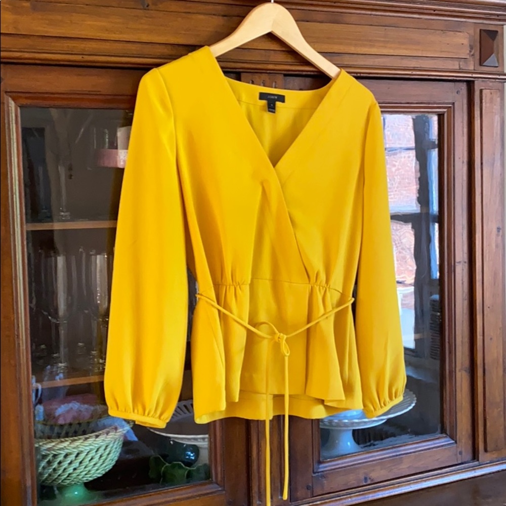 Yellow JCrew Peplum Blouse